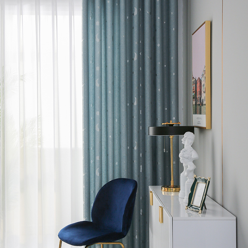 Polyester diamond hemp star jacquard vertical curtains high blackout curtains